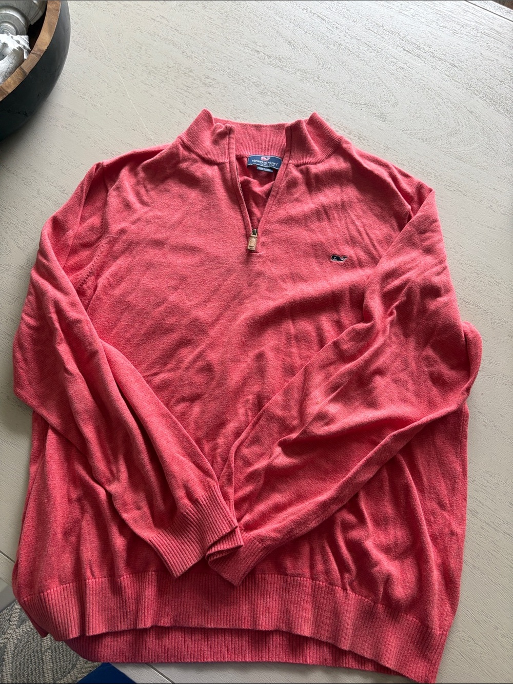 Vineyard Vines Men's Coral Quarter-Zip Pullover - Picture 2 of 3